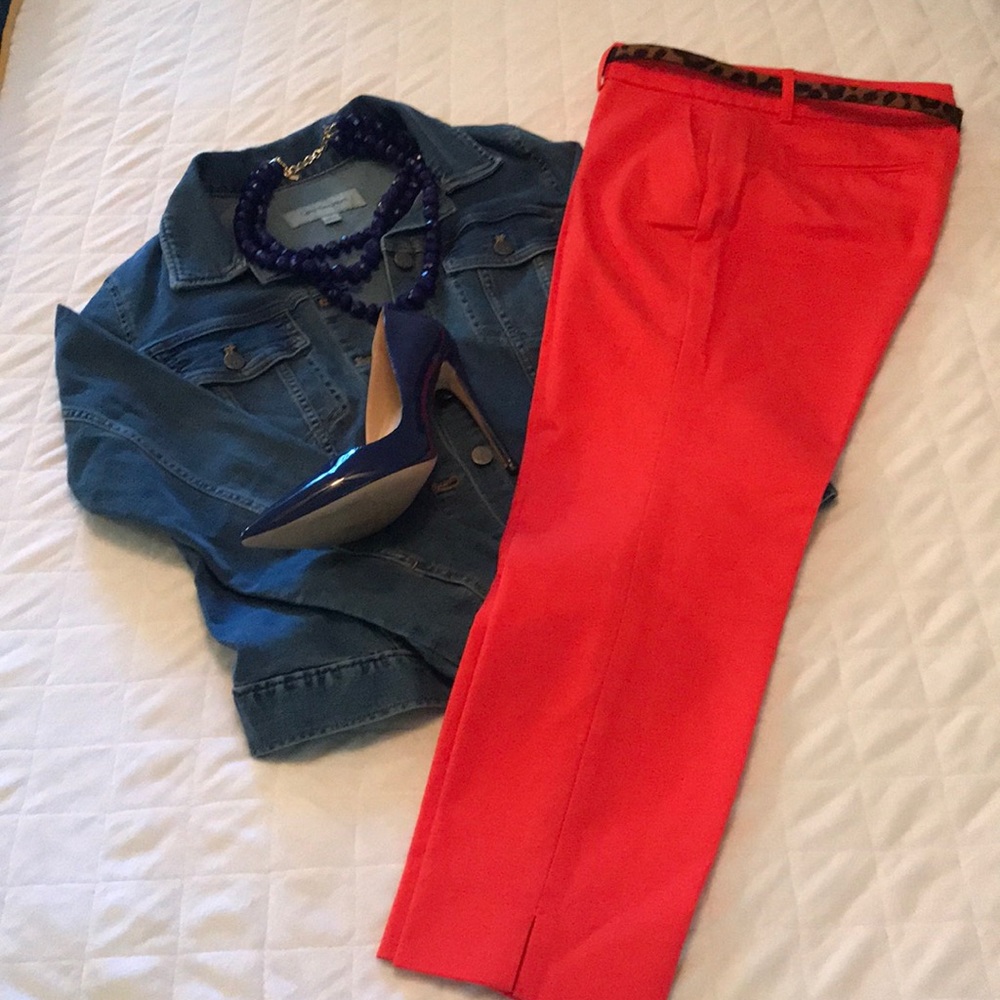 Orange Ankle Length Dress Pants